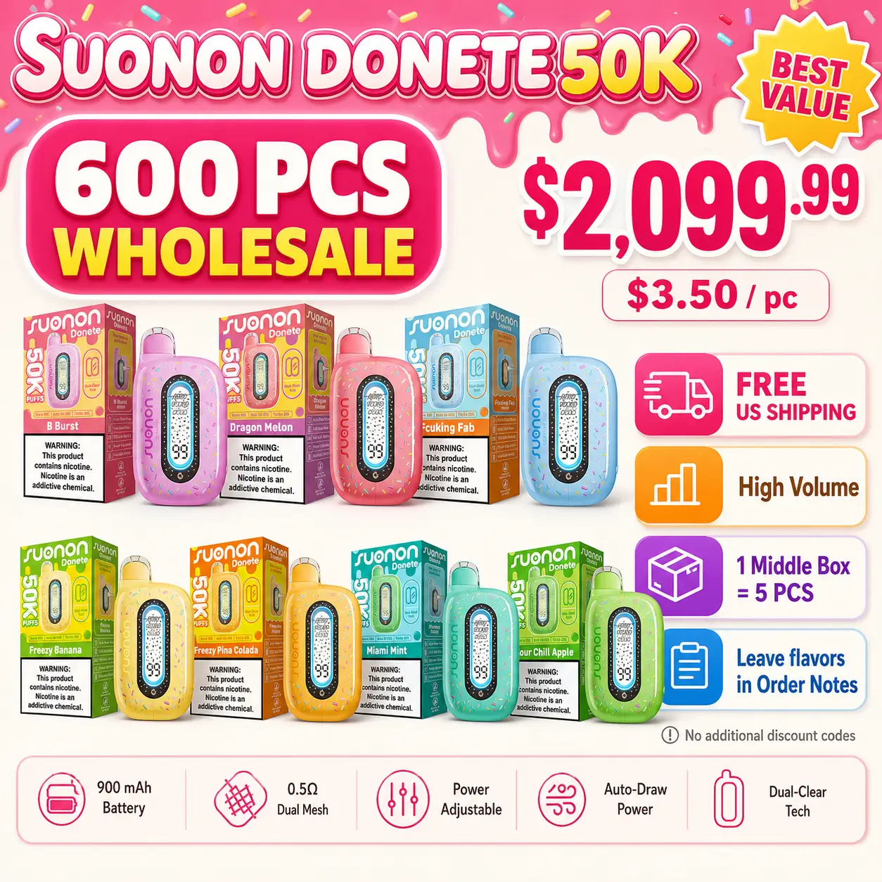 SUONON DONETE 50K Wholesale | 100-600 PCS Bulk Deals